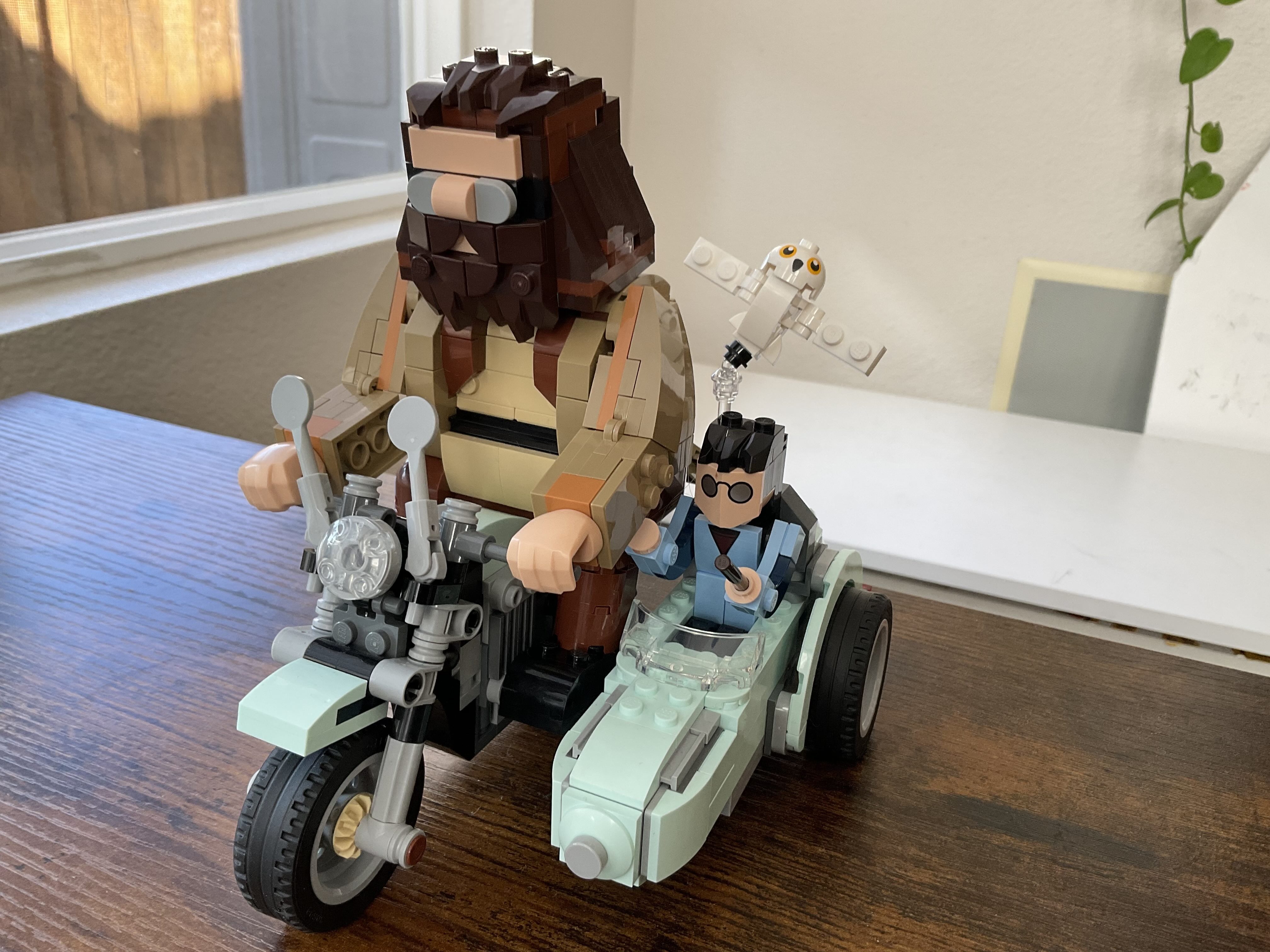 Hagrid riding a motorcycle